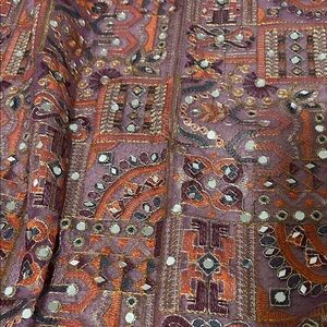 Full Embroidered Purple and Orange with mirror work dupatta(bridal wear)